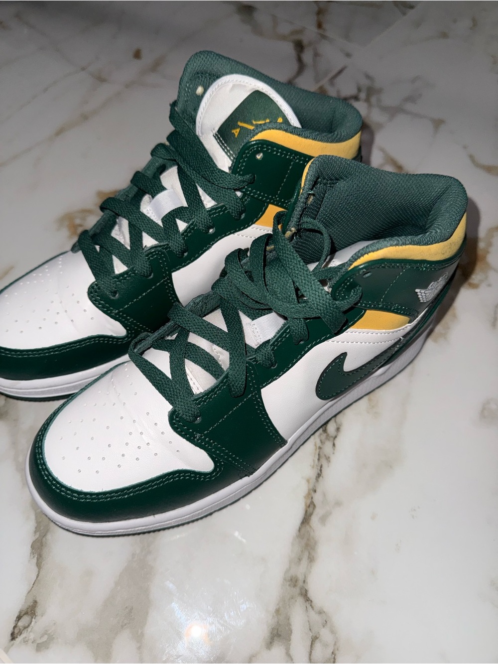 Jordan Mid-Top Sneakers in White, Green & Yellow